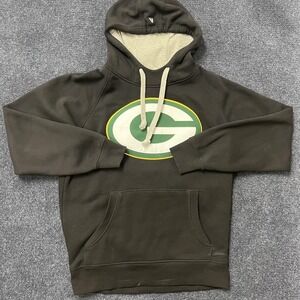 Green Bay Packers Hoodie Mens Medium Black NFL Football Antigua Sweatshirt